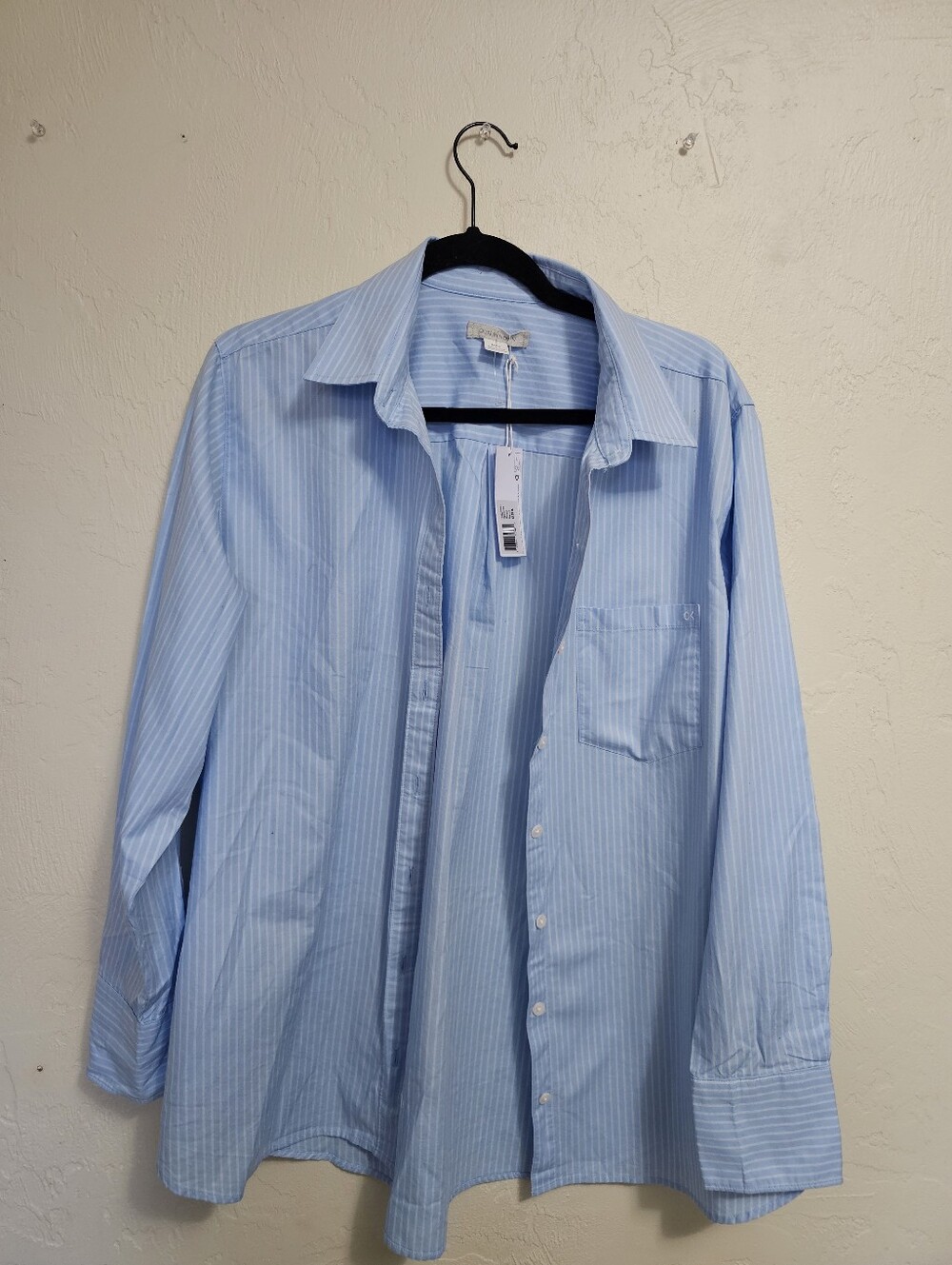 NWT Outerknown Blue Striped Organic Cotton Button Up Shirt M
